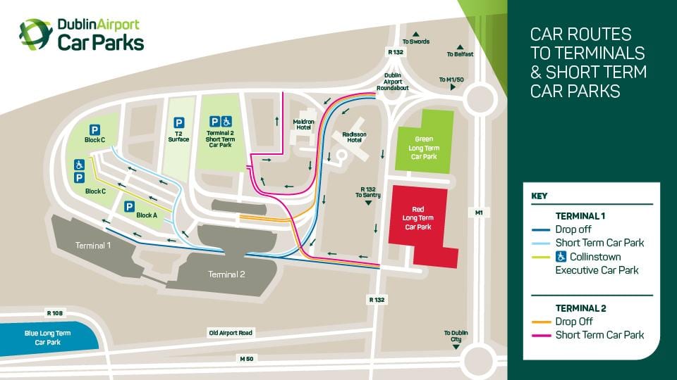 zemljevid Dublinskega letališča terminal 2