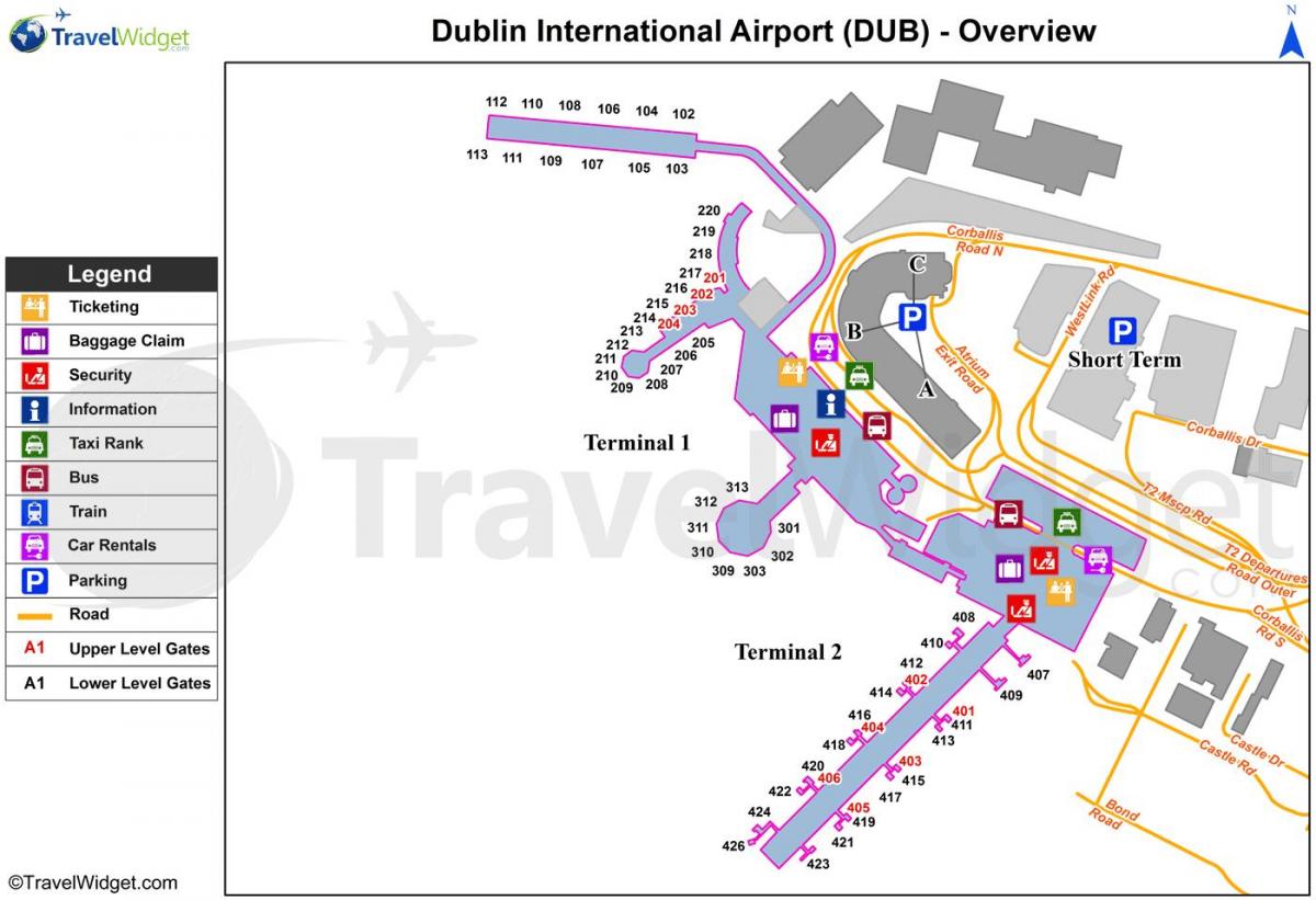 Dublinskega letališča parkirišče zemljevid