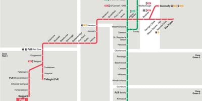 Dublin Luas rdečo črto zemljevid